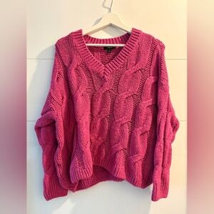 Cozy Pink Cable Knit Sweater